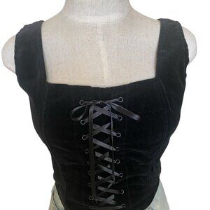 Vintage Rampage Black Velveteen Square Neck Corset Style Top